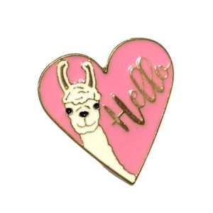 Hello Llama Heart Enamel Pin / Brooch